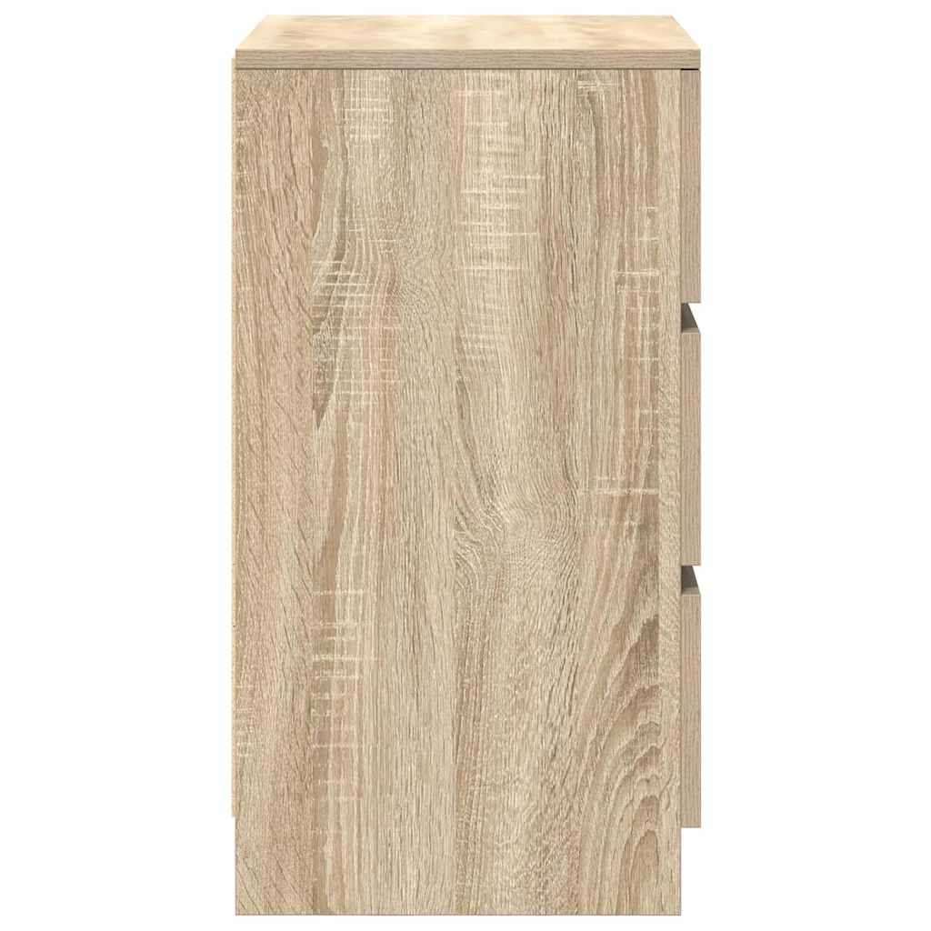 Κομοδίνα με 3 συρτάρια 2 τεμάχια Sonoma Δρυς 39x35x65 εκ. - Pakobazaar