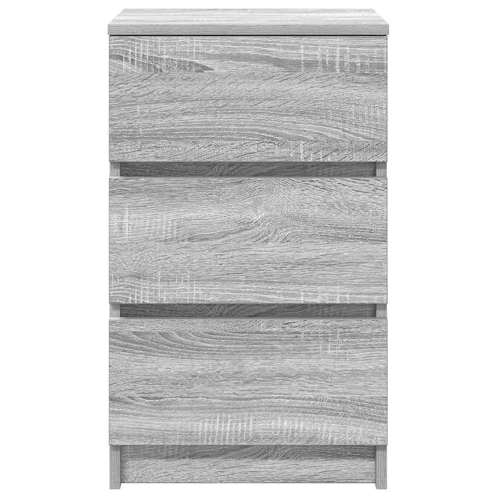 Κομοδίνα με 3 συρτάρια 2 τεμάχια Γκρι Sonoma 39x35x65 εκ.