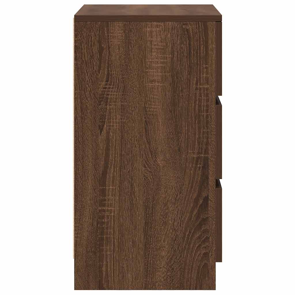 Κομοδίνο με 3 συρτάρια καφέ δρυς 39x35x65 εκ.