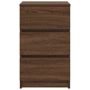 Κομοδίνα με 3 συρτάρια 2 τεμάχια καφέ δρυς 39x35x65 εκ.