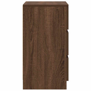 Κομοδίνα με 3 συρτάρια 2 τεμάχια καφέ δρυς 39x35x65 εκ.