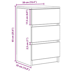 Κομοδίνο με 3 συρτάρια Αρτισιανή Δρυς 39x35x65 εκ.