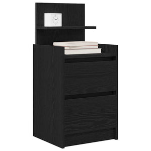 Κομοδίνο με 2 συρτάρια Μαύρο 38x34x80 εκ.