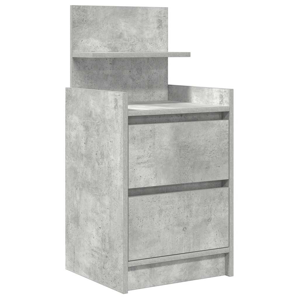 Κομοδίνο με 2 συρτάρια Γκρι Σκυροδέματος 38x34x80 εκ.