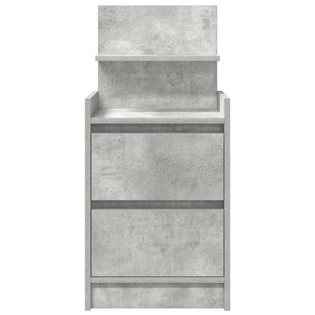 Κομοδίνο με 2 συρτάρια Γκρι Σκυροδέματος 38x34x80 εκ.