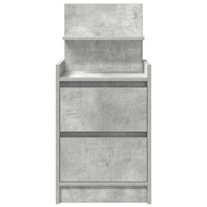 Κομοδίνο με 2 συρτάρια Γκρι Σκυροδέματος 38x34x80 εκ.