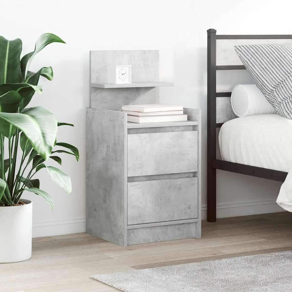 Κομοδίνο με 2 συρτάρια Γκρι Σκυροδέματος 38x34x80 εκ.