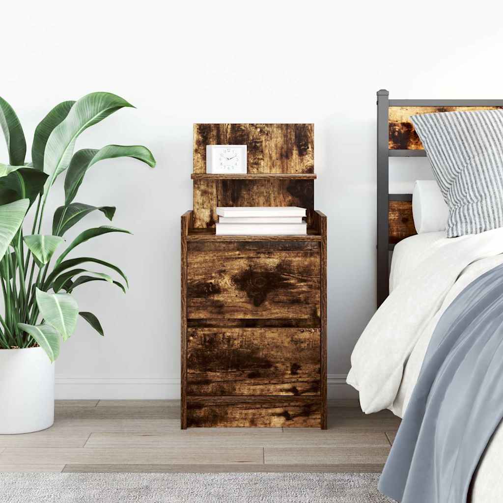Κομοδίνο με 2 συρτάρια Καπνιστή Δρυς 38x34x80 εκ.