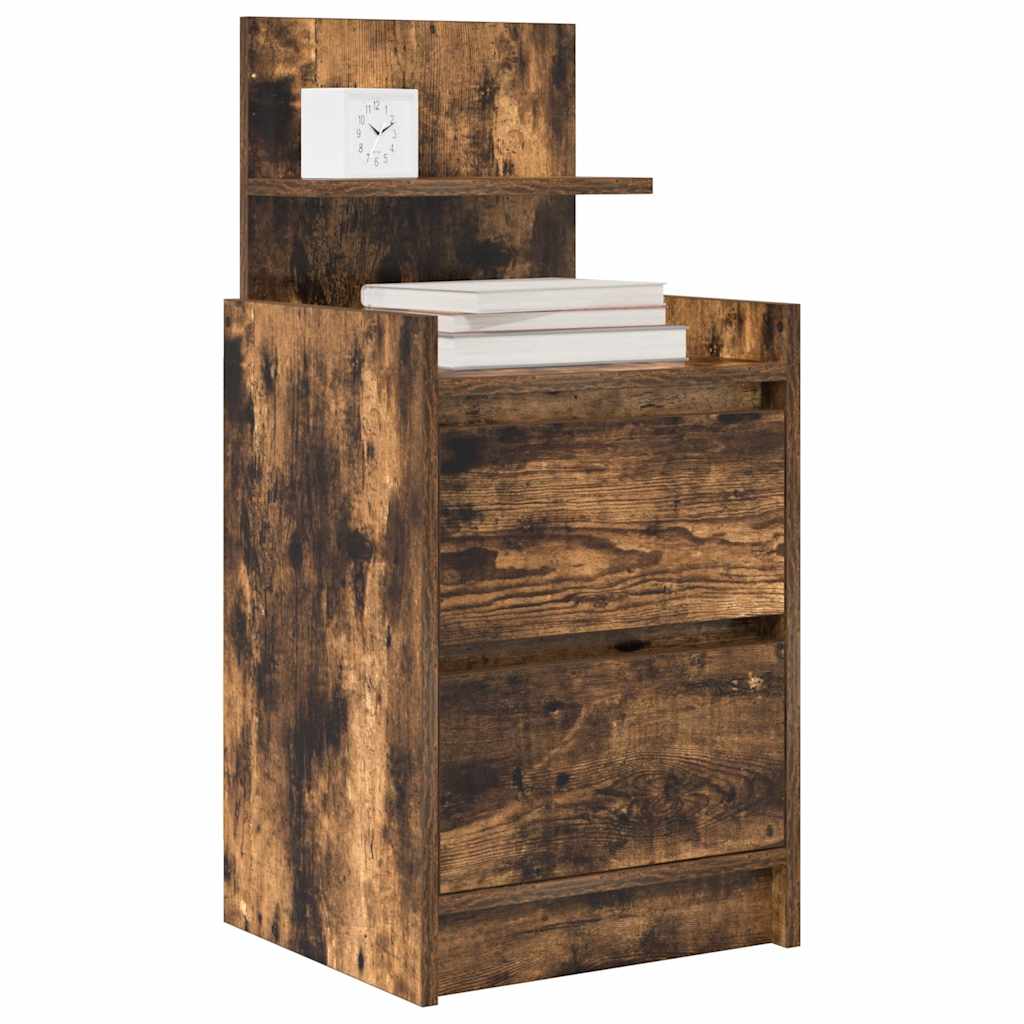 Κομοδίνο με 2 συρτάρια Καπνιστή Δρυς 38x34x80 εκ.