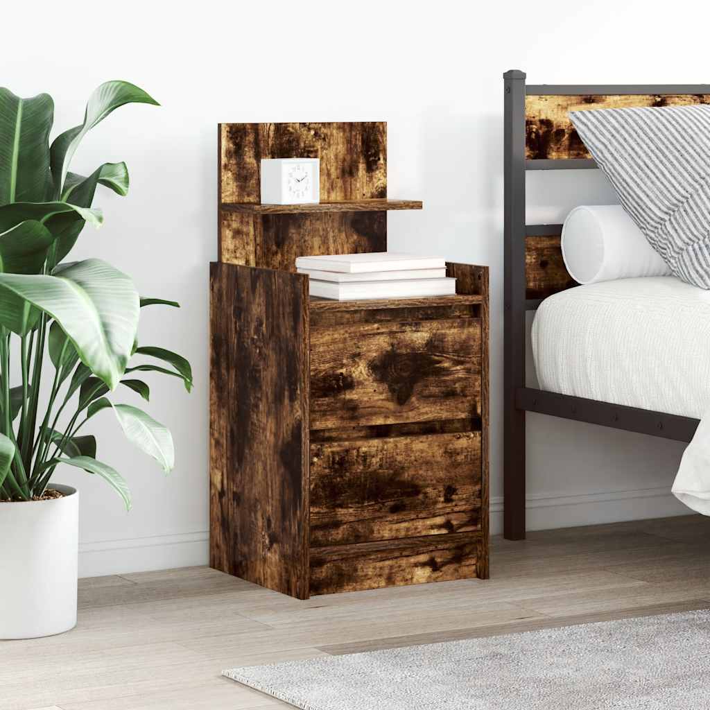 Κομοδίνο με 2 συρτάρια Καπνιστή Δρυς 38x34x80 εκ.