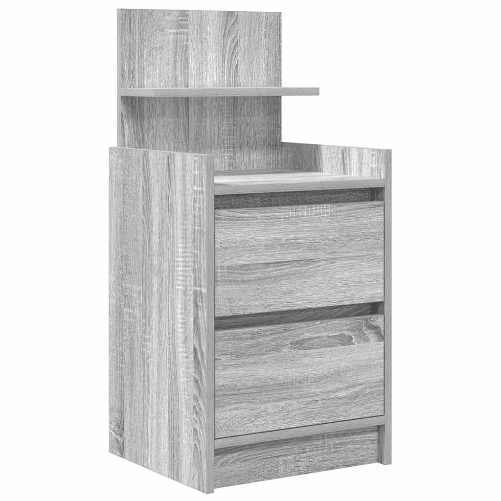 Κομοδίνο με 2 συρτάρια Γκρι Sonoma 38x34x80 εκ.
