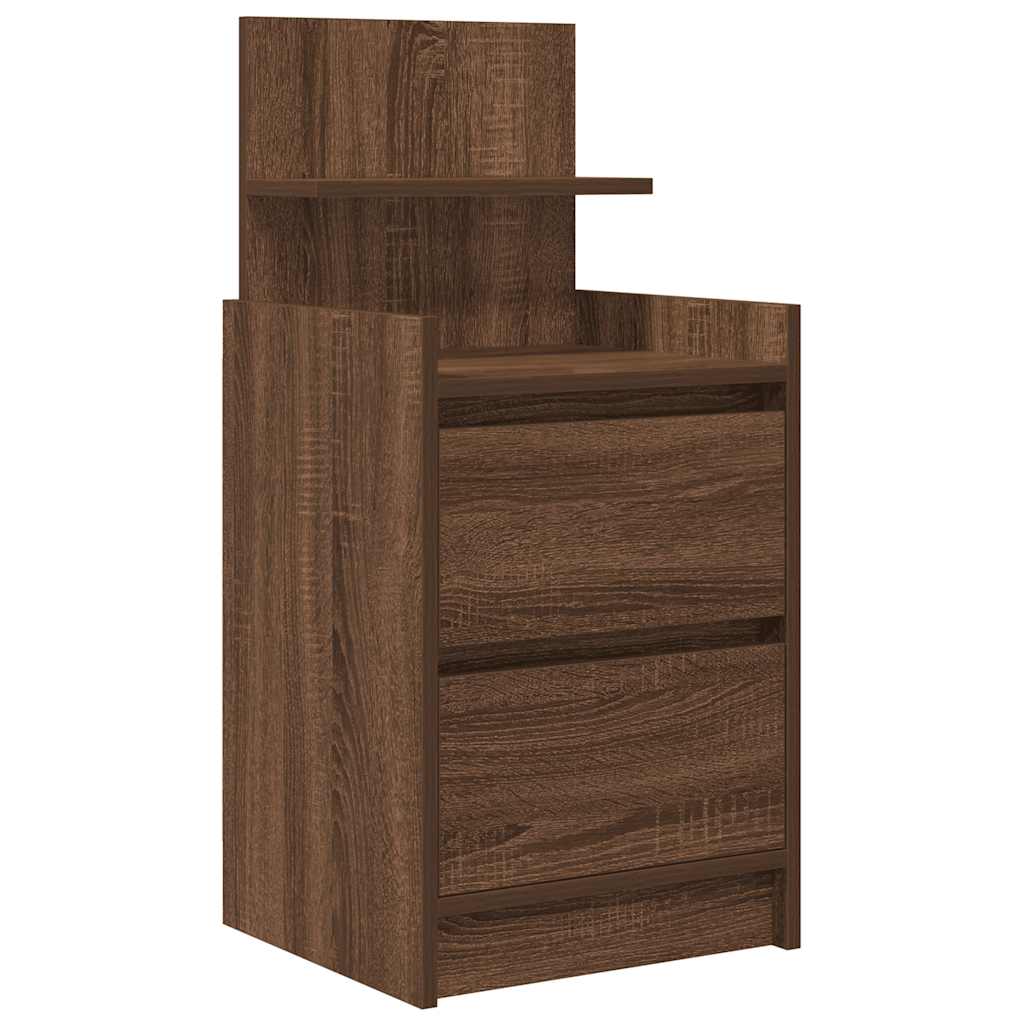 Κομοδίνο με 2 συρτάρια Καφέ Δρυς 38x34x80 εκ. - Pakobazaar