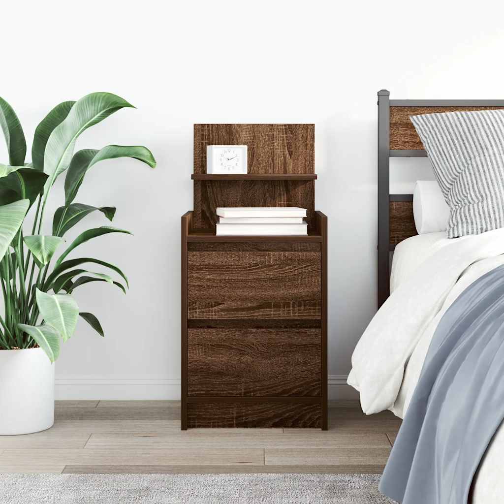 Κομοδίνο με 2 συρτάρια Καφέ Δρυς 38x34x80 εκ. - Pakobazaar