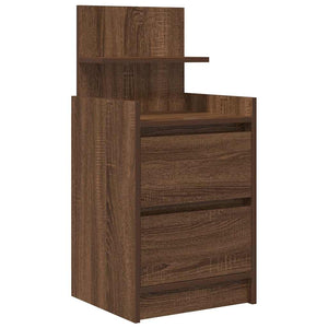 Κομοδίνα με 2 συρτάρια 2 τεμάχια Καφέ Δρυς 38x34x80 εκ.