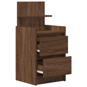 Κομοδίνα με 2 συρτάρια 2 τεμάχια Καφέ Δρυς 38x34x80 εκ.