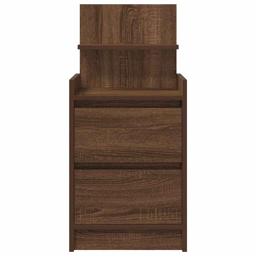 Κομοδίνα με 2 συρτάρια 2 τεμάχια Καφέ Δρυς 38x34x80 εκ.