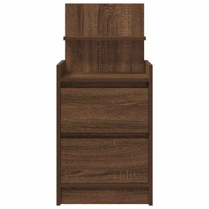 Κομοδίνα με 2 συρτάρια 2 τεμάχια Καφέ Δρυς 38x34x80 εκ.