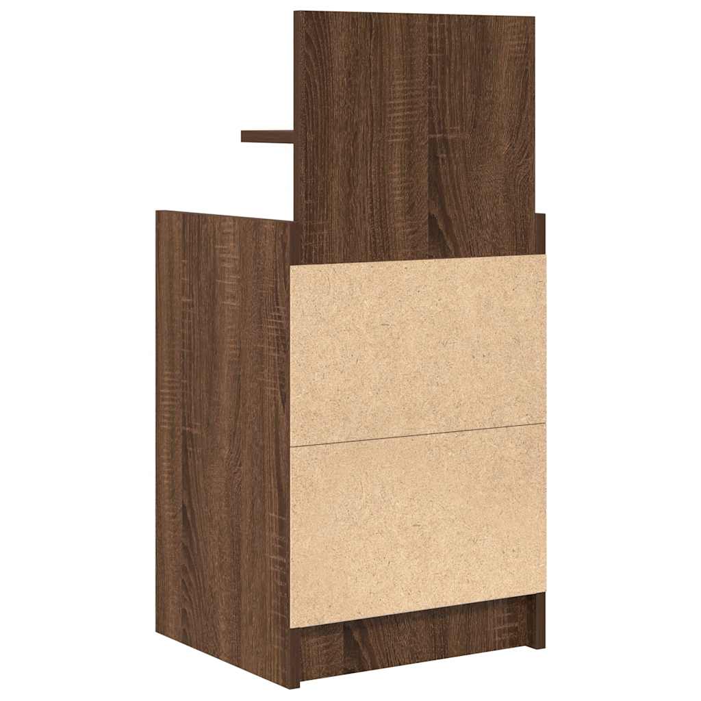 Κομοδίνα με 2 συρτάρια 2 τεμάχια Καφέ Δρυς 38x34x80 εκ.