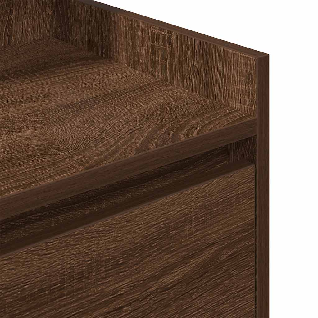 Κομοδίνα με 2 συρτάρια 2 τεμάχια Καφέ Δρυς 38x34x80 εκ.