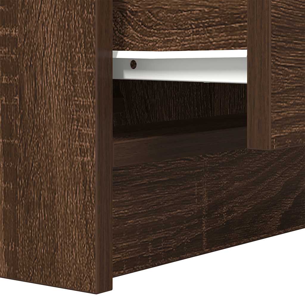 Κομοδίνα με 2 συρτάρια 2 τεμάχια Καφέ Δρυς 38x34x80 εκ.