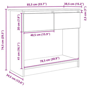 Τραπέζι κονσόλας με συρτάρια καφέ δρυς 85,5x38,5x74,5 cm