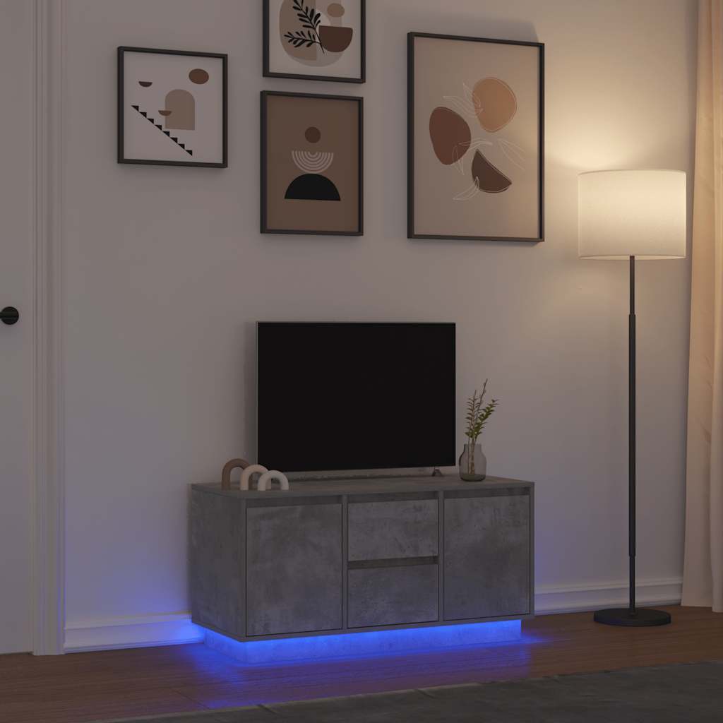 Έπιπλο Τηλεόρασης με LED Γκρι Σκυροδέματος 100x41x50 εκ. - Pakobazaar
