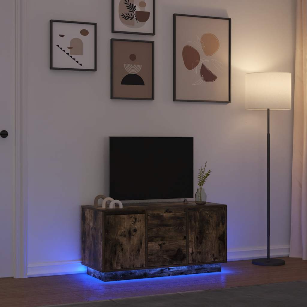 Έπιπλο Τηλεόρασης με LED Καπνιστή Δρυς 100x41x50 εκ. - Pakobazaar