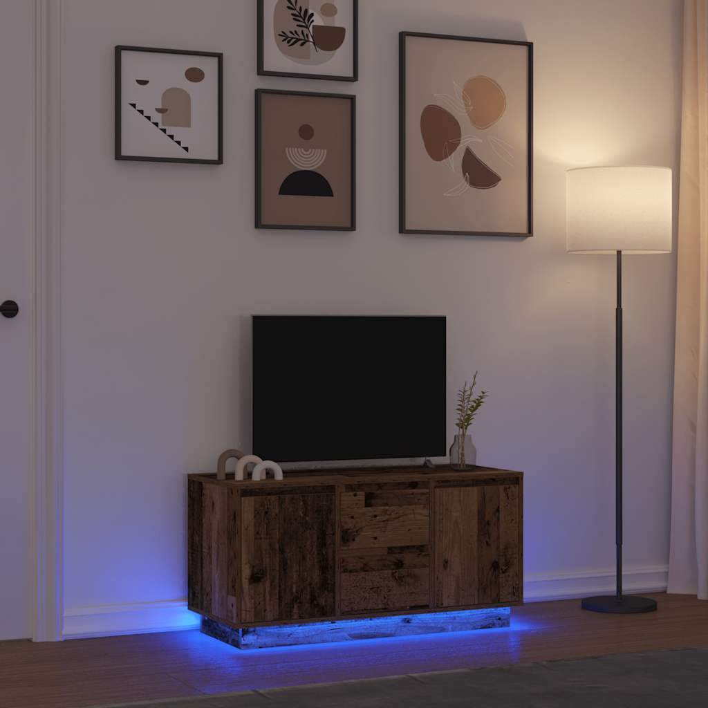 Ντουλάπι τηλεόρασης με φώτα LED Παλιό ξύλο 100x41x50 εκ. - Pakobazaar