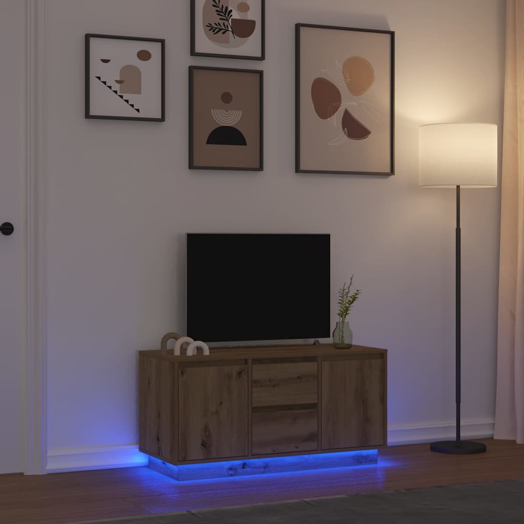 Έπιπλο Τηλεόρασης με LED Τεχνίτης βελανιδιά 100x41x50 εκ. - Pakobazaar