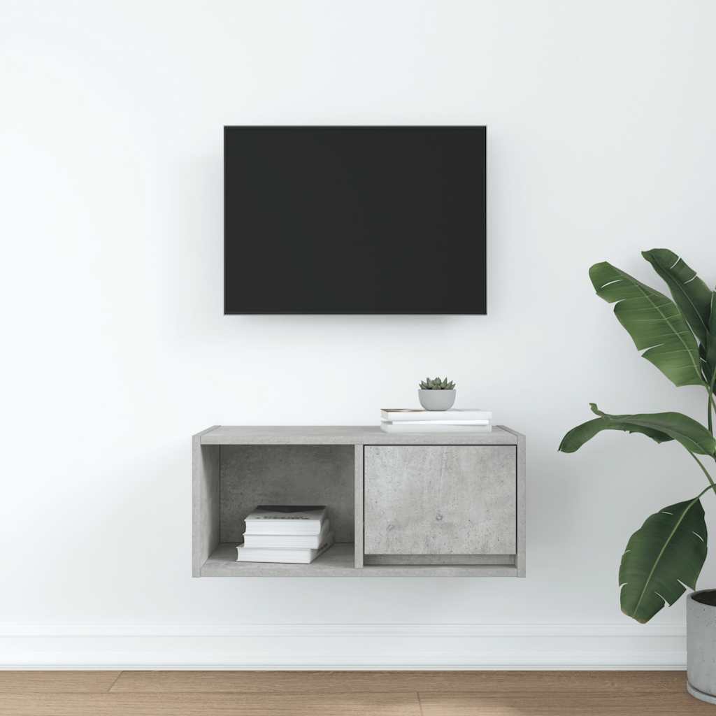 Έπιπλο Τηλεόρασης Γκρι μπετόν 60x31x25,5 εκ. Επεξεργασμένο Ξύλο