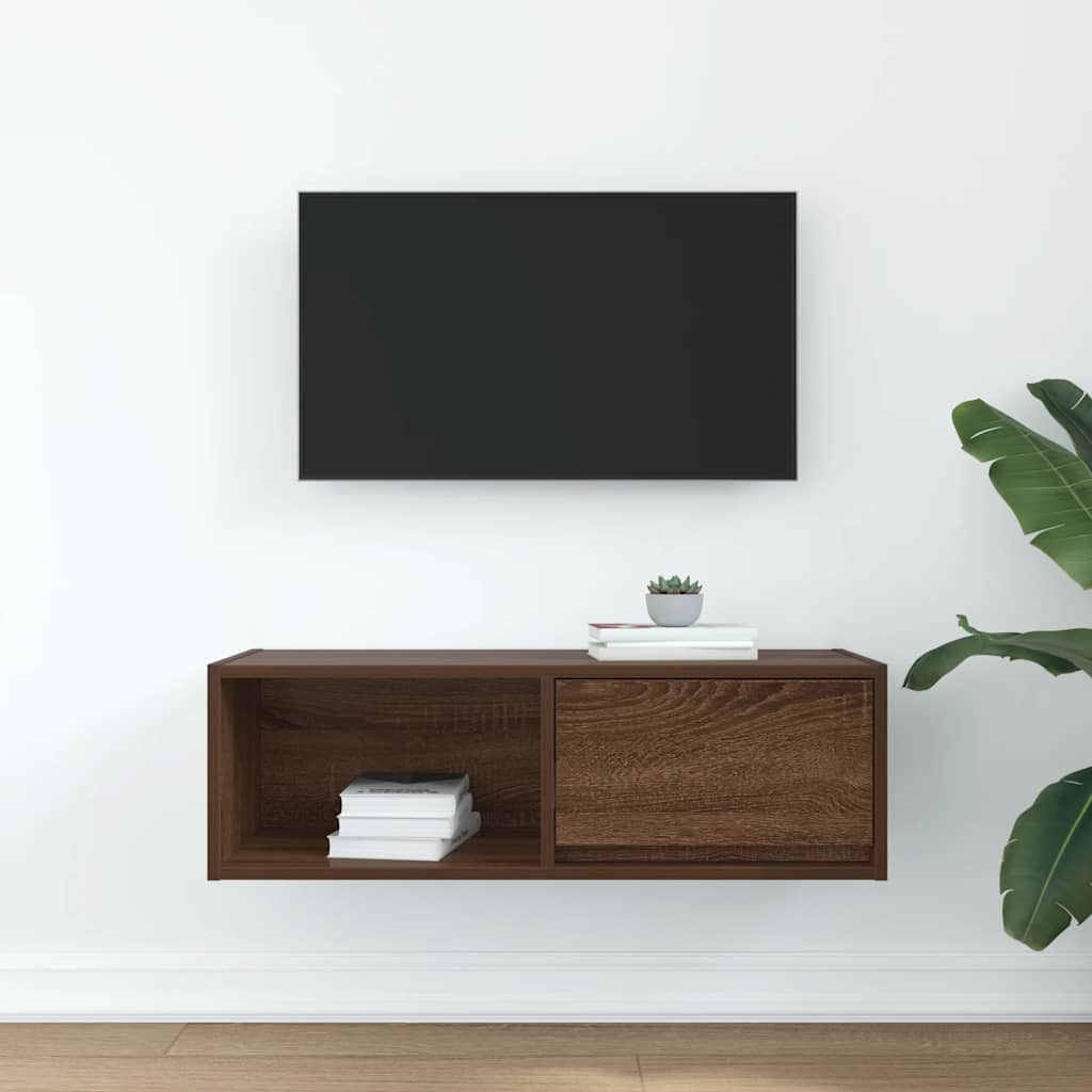 Έπιπλο Τηλεόρασης Καφέ Δρυς 80x31x25,5 εκ. Επεξεργασμένο Ξύλο