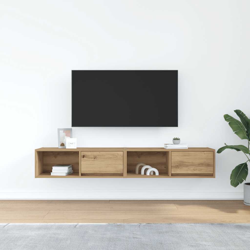 Έπιπλα Τηλεόρασης 2 τεμ. 80x31x25,5 εκ. Επεξεργασμένο Ξύλο - Pakobazaar