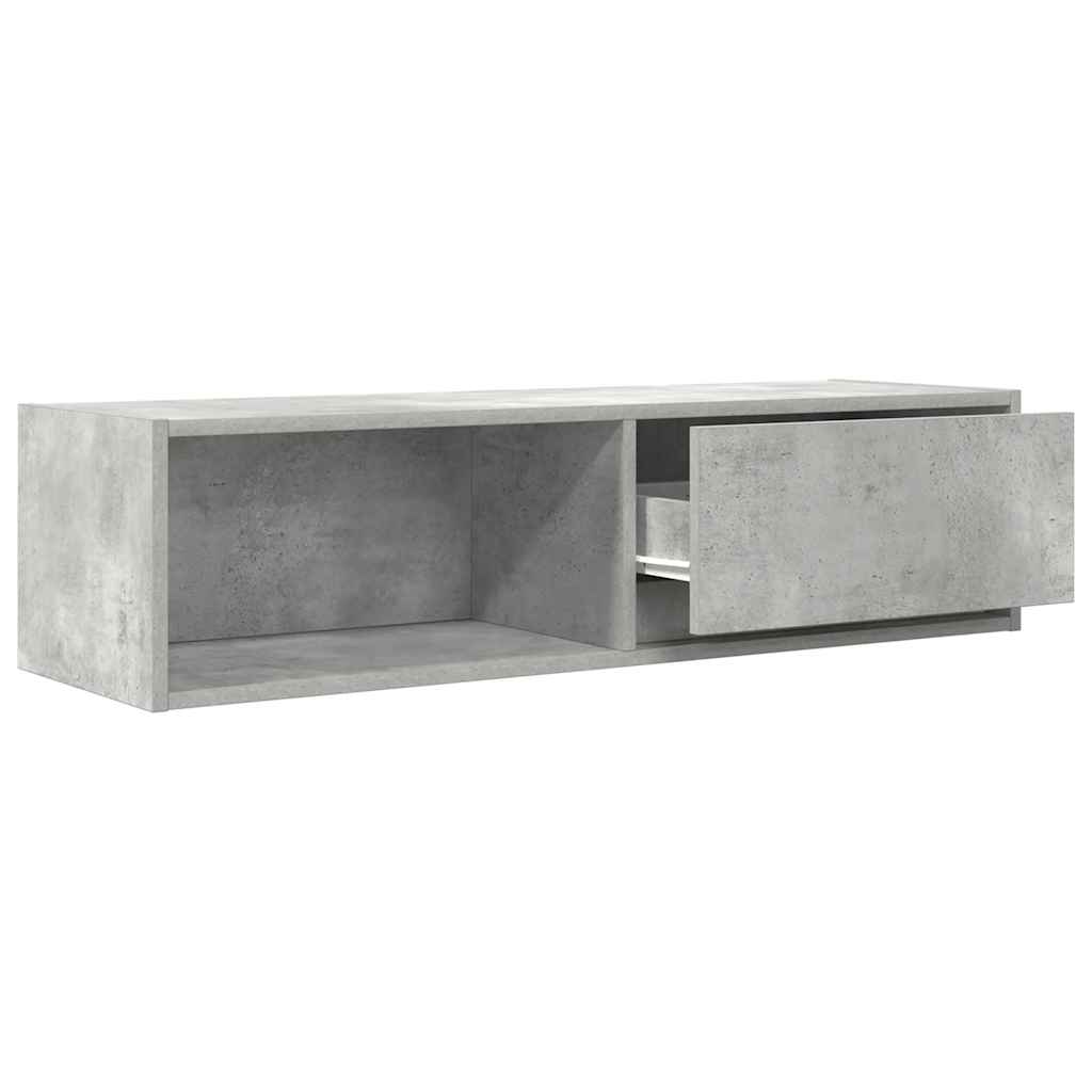Έπιπλο Τηλεόρασης Γκρι Σκυροδέματος 100x31x25,5 εκ. Επεξ. Ξύλο