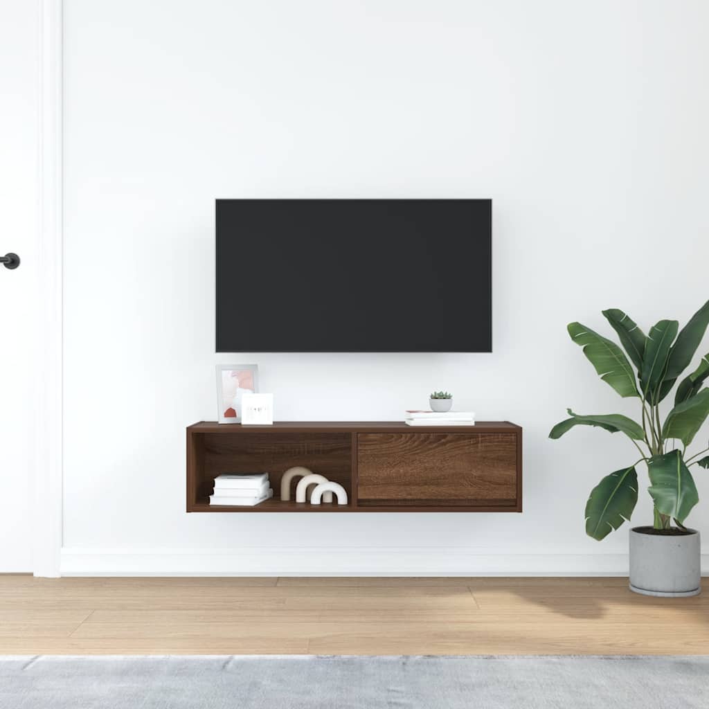 Έπιπλο Τηλεόρασης Καφέ Δρυς 100x31x25,5 εκ. Επεξεργασμένο Ξύλο