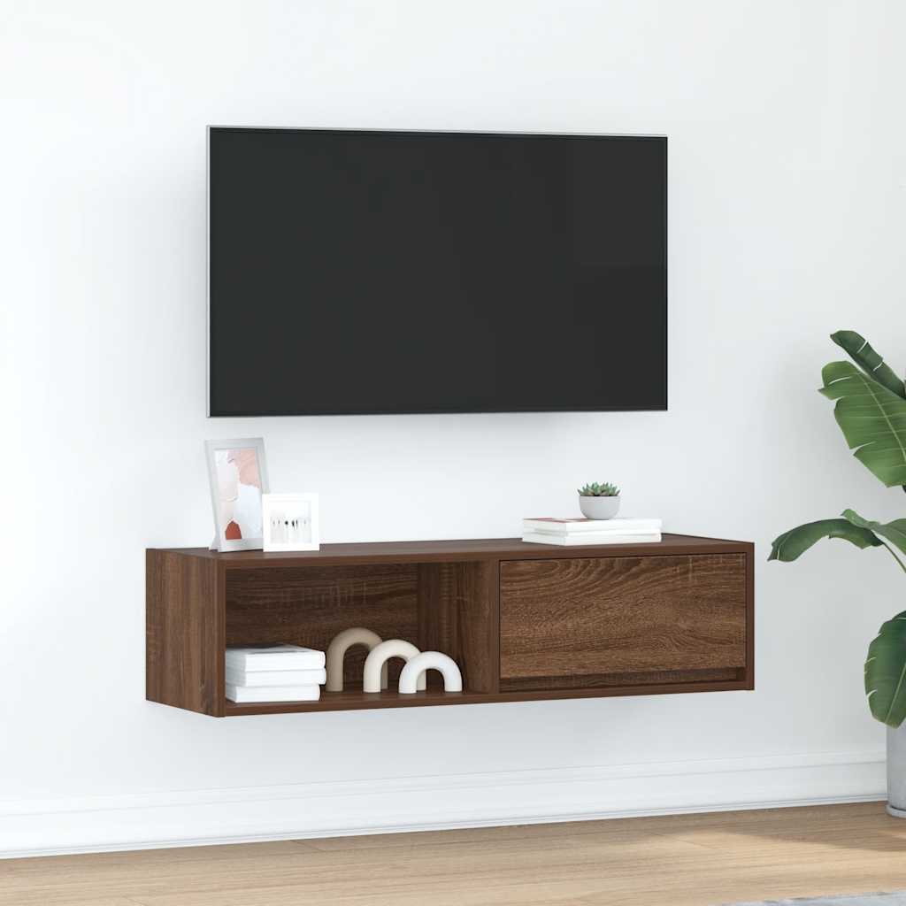 Έπιπλο Τηλεόρασης Καφέ Δρυς 100x31x25,5 εκ. Επεξεργασμένο Ξύλο