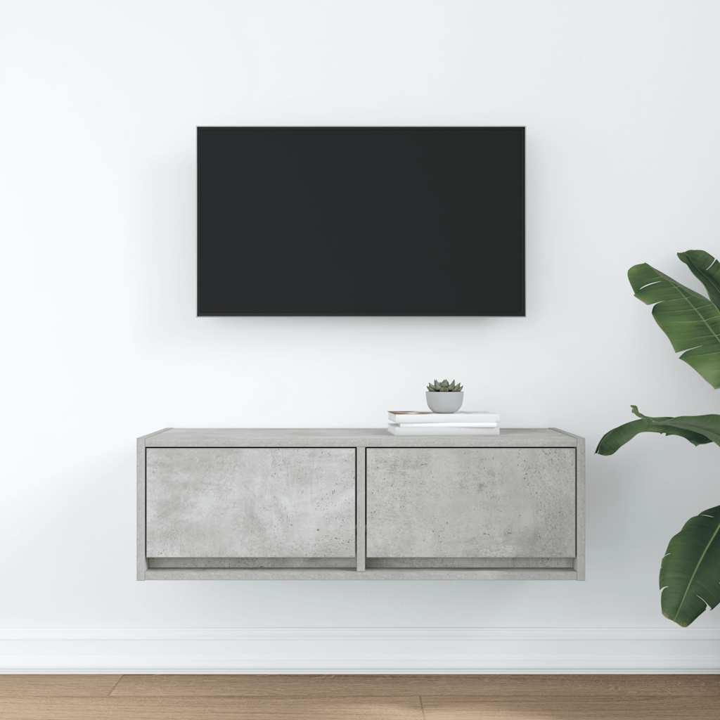 Έπιπλο Τηλεόρασης Γκρι Σκυροδέματος 80x31x25,5εκ. Επεξεργ. Ξύλο