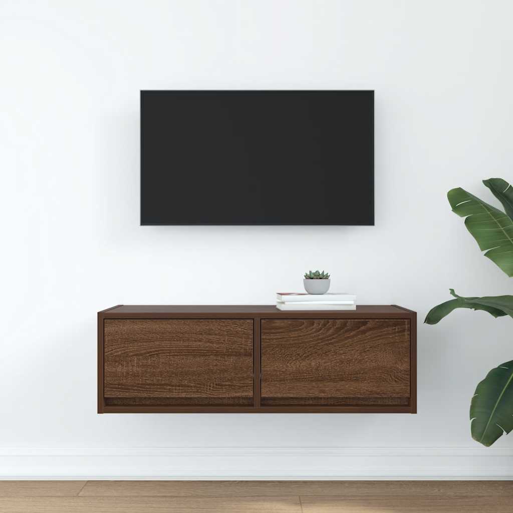 Έπιπλο Τηλεόρασης Καφέ Δρυς 80x31x25,5 εκ. Επεξεργασμένο Ξύλο
