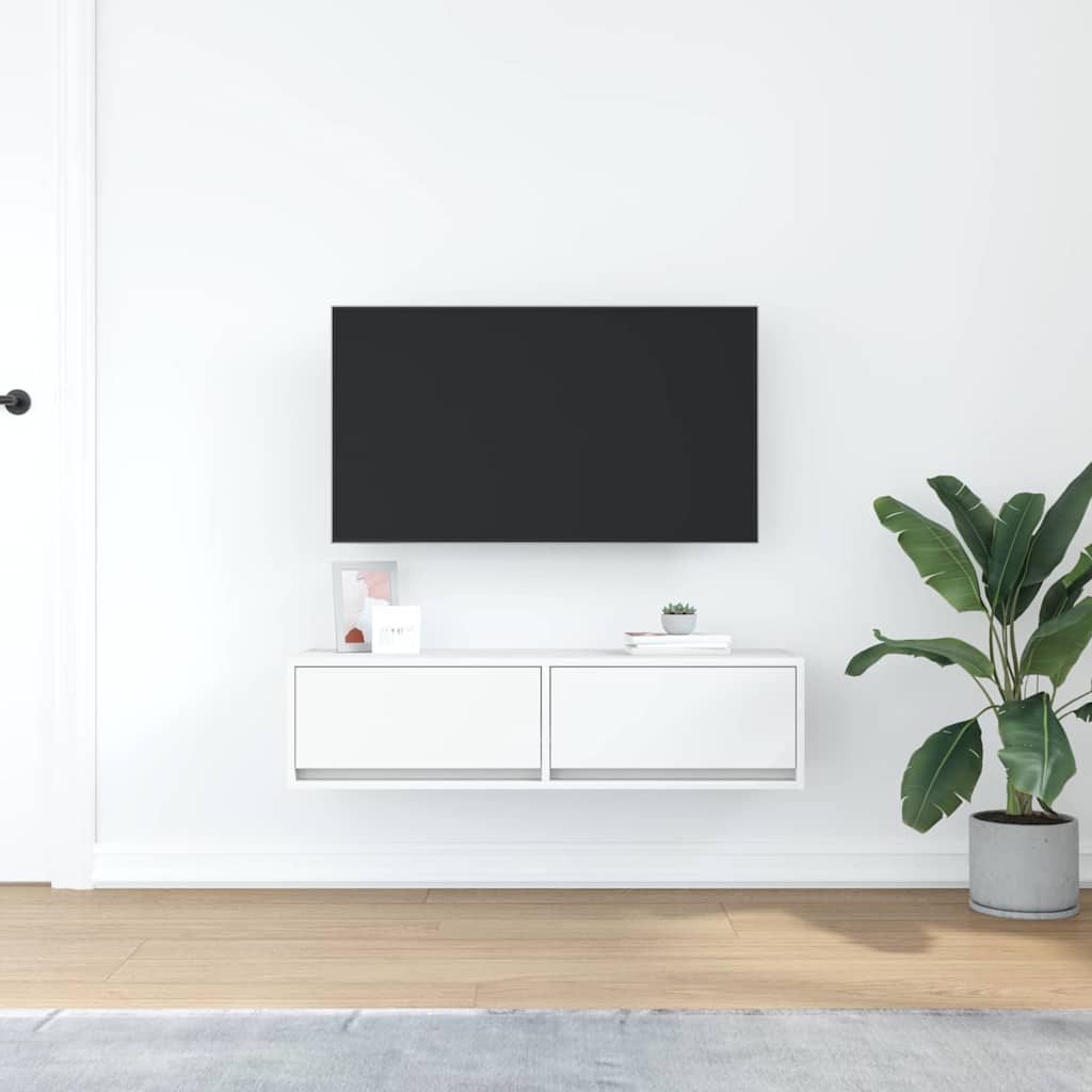 Ντουλάπι TV Λευκό 100 x 31 x 25,5 εκ. Επεξεργασμένο ξύλο
