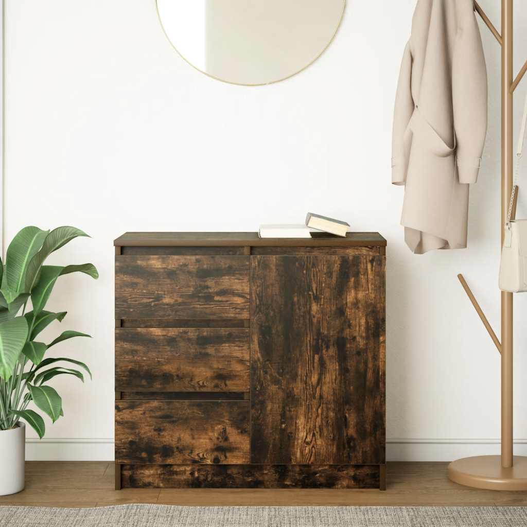 Συρταριέρα με Συρτάρια Καπνιστή Δρυς 71x35x65 εκ. Επεξ. Ξύλο