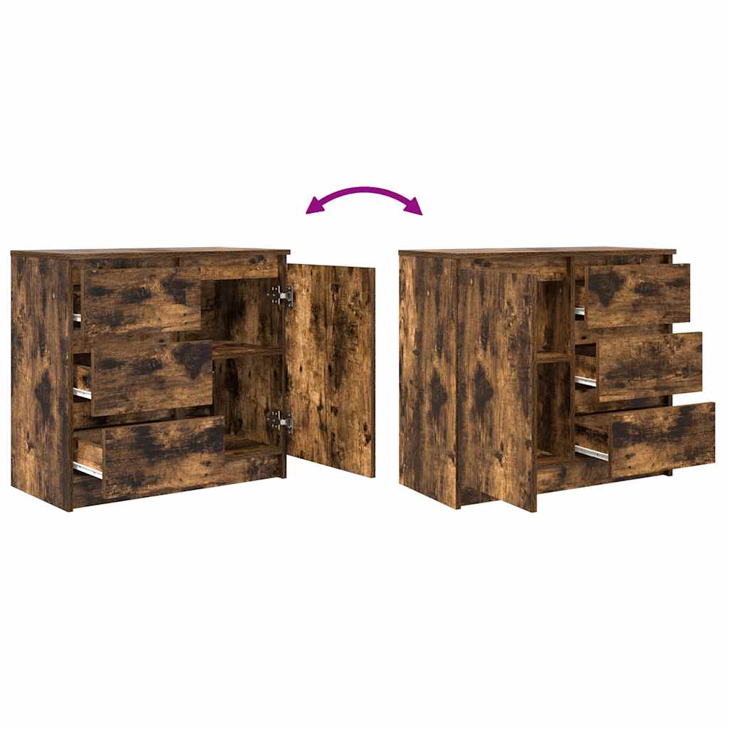 Συρταριέρα με Συρτάρια Καπνιστή Δρυς 71x35x65 εκ. Επεξ. Ξύλο