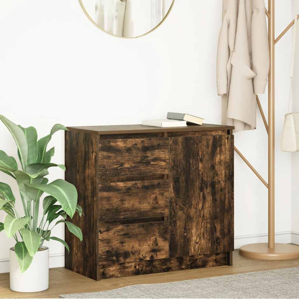 Συρταριέρα με Συρτάρια Καπνιστή Δρυς 71x35x65 εκ. Επεξ. Ξύλο