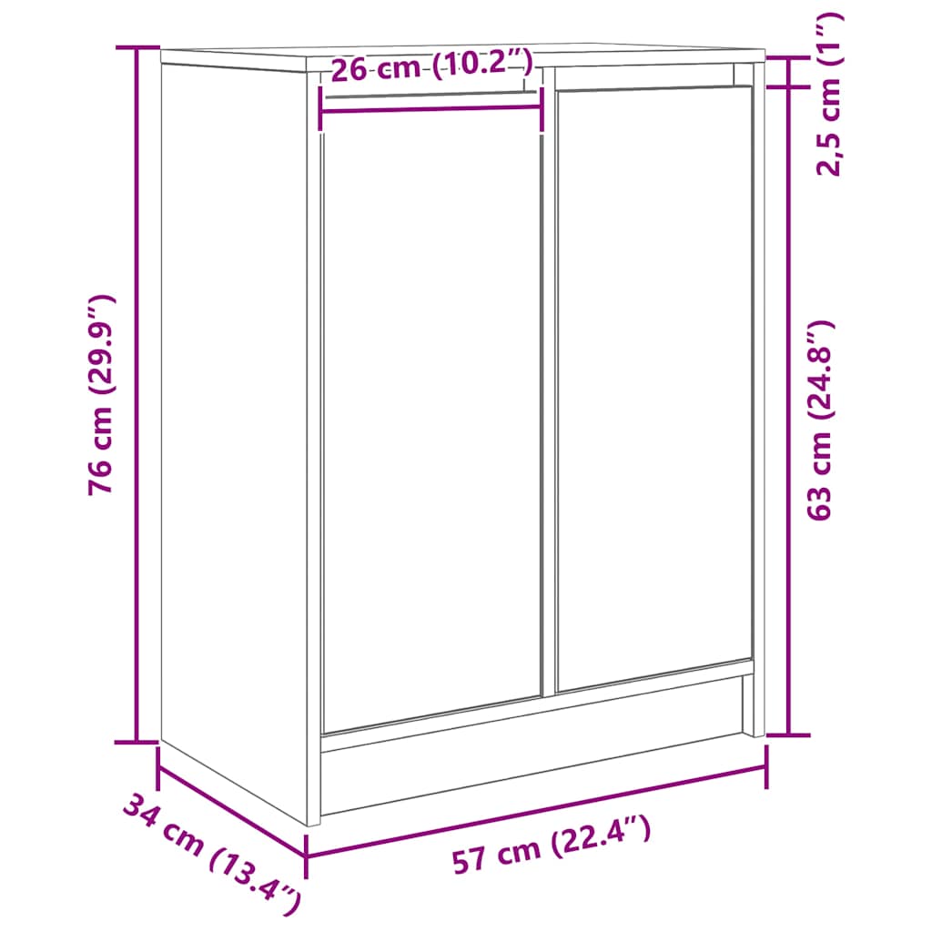 Ντουλάπι Γκρι Σκυροδέματος 57x34x76 εκ. Επεξεργασμένο Ξύλο - Pakobazaar