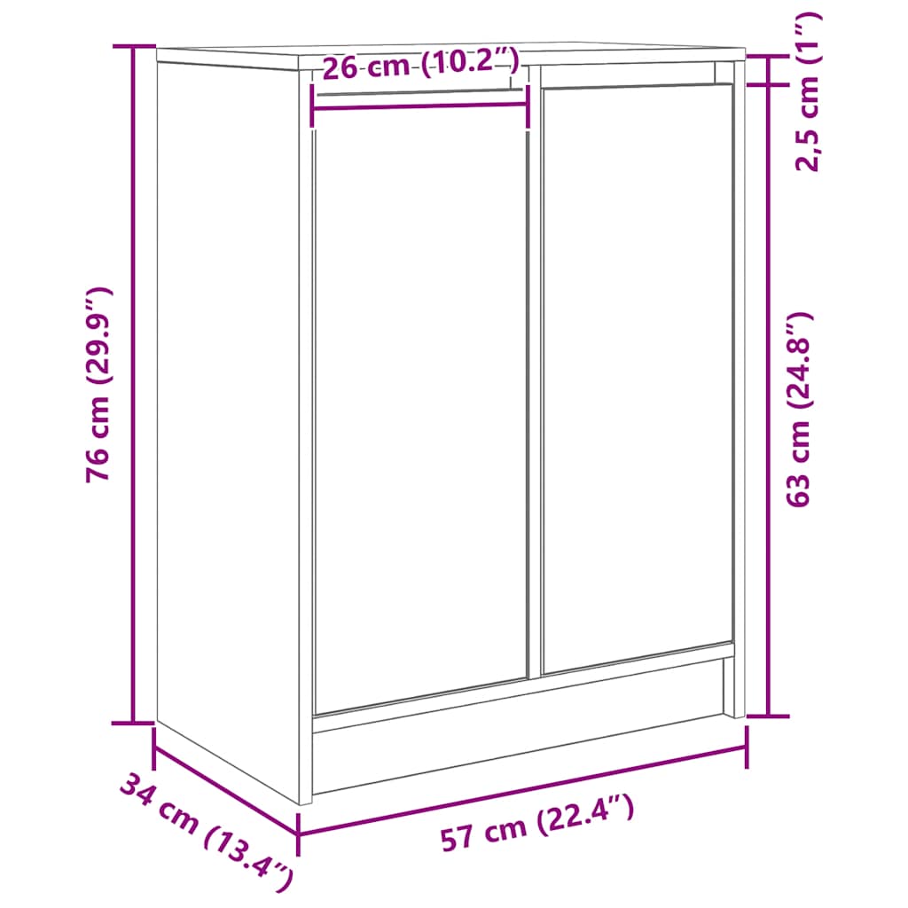 Συρταριέρα Γκρι Sonoma 57x34x76 εκ. Ξύλινο μηχανουργικό ξύλο