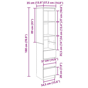 Ντουλάπι Sonoma δρυς 37,5x35x180 εκ. Επεξεργασμένο Ξύλο - Pakobazaar