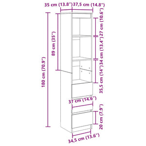 Ντουλάπι Γκρι Sonoma 37,5x35x180 εκ. Επεξεργασμένο Ξύλο