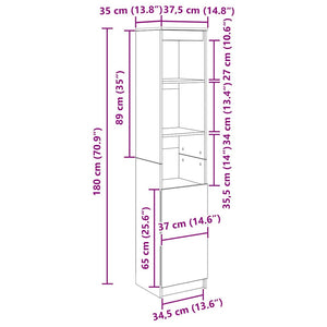 Ντουλάπι Καφέ Δρυς 37,5x35x180 εκ. Επεξεργασμένο Ξύλο