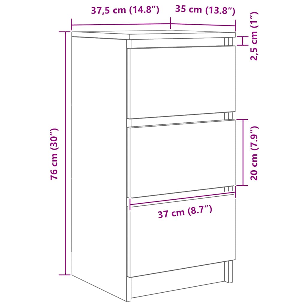 Ντουλάπι Καπνιστή δρυς 37,5x35x76 εκ. Κατασκευασμένο ξύλο
