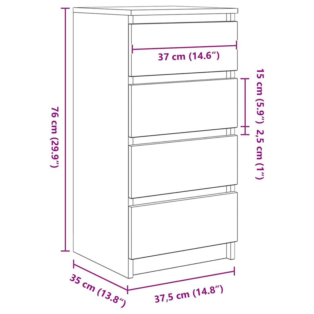 Ντουλάπι Γκρι Sonoma 37,5x35x76 εκ. Ξύλινο μηχανουργικό ξύλο