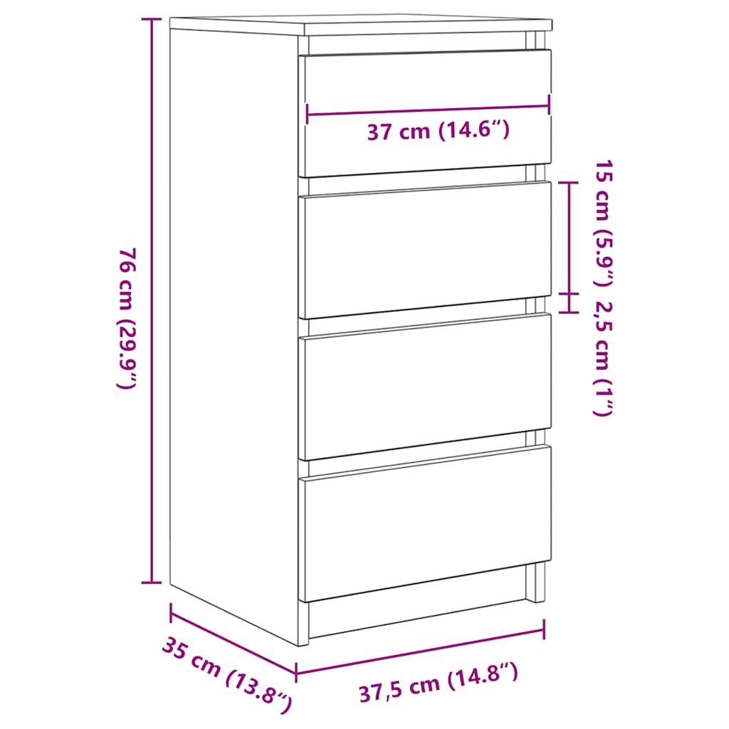 Ντουλάπι καφέ δρυς 37,5x35x76 εκ. Κατασκευασμένο ξύλο