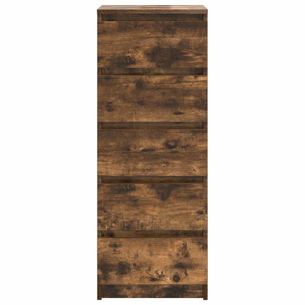 Συρταριέρα με Συρτάρια Καπνιστή Δρυς 37,5x35x99 εκ. Επεξ. Ξύλο - Pakobazaar